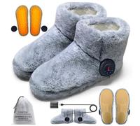 Premium Heated Slippers Indoor for Cold Feet,Rechargeable Socks Foot Warmer | Max 8H heat per charge, Max140℉ Graphene heating, 6000Mh Built-in Battery Powered, Relax,Light,lush,Washable Electric Booties