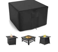 Premium Heavy Duty 600D Oxford Fabric Square Gas Fire Pit Cover - Waterproof PVC & Silver Coating for Outdoor Patio Fireplace Table (Fits Propane) (Black 210D,82x82x61cm)