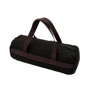 Premium Heavy Duty Canvas Tool Bag-Small Cylindrical Duffle Design for Essential Hand Tools-Durable Construction with Reinforcement-Wide Mouth for Easy Access (Dark Brown)