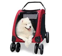 Premium Heavy Duty Dog/cat/pet Dog Travel Carriage Large Dog Stroller Dog Strollers for Large Dogs Dog Stroller with Oversized Wheels (Light Gray) (Red)