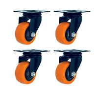 Premium Heavy Duty Swivel Plate Casters Set of 4-360° No Noise PVC Wheels with Double Ball Bearings, Yellow Industrial Replacement for Carts, Trolleys, Workbenches