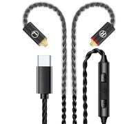Premium HiFi USB-C IEM Cable with Mic - Silver-Plated MMCX Cord for Lossless Sound, USBC in-Ear Monitor Cables with 96kHz/24bit DAC for Vibes 201/202, Shure SE215/315/425/535/846, Black(HC001MC)