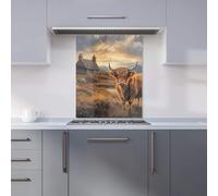 Premium Highland Cow And A Cottage Kitchen Splashback 6mm Toughened Glass Kitchen Splashback - Heat Resistant Splashback for Kitchens, Perfect for Cookers and Hobs, Polished Edges