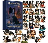 Premium Holiday Border Collie and German Shepherd Advent Calendar, 24 Days Christmas Countdown with Dog Decorations, Holiday Home Decor Gifts Set for Dog Lovers (Border Collie)