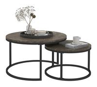 Premium HOMCOM 2-Pc Stacking Coffee Table Set: Steel Frame, Marble-Effect, Foot