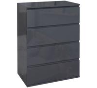 Premium HOMCOM High Gloss Bedroom Chest - 4 Drawers Dresser, Organizing Drawer U