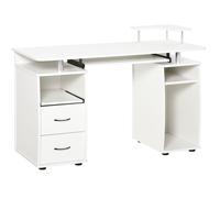 Premium HOMCOM Modern White Computer Office Desk - Spacious Workstation with Key