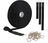 Premium Hook and Loop Straps with Metal Buckles - Reusable, Adjustable Cable Ties, Cut to Length Design 2cm x10m Nylon Cinch Straps, Black Ideal for Cable Management, Bundling & DIY Organizing
