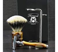 Premium Horn Silver Tip Classic Wet Shaving Set > Badger Shaving Brush & Double Edge Safety Razor - Luxury Horn Replica Resin Handles > Modern Shaving Classics by Haryali London - Gentleman Essentials