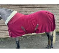 Premium Horse Fleece Show Rug, Burgundy with White Collar, Quilted Pattern, Luxury Cord Trim, Removable Chest Closure Size 4'9" to 7'0" Burgundy (6'3")