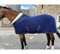 Premium Horse Fleece Show Rug, Burgundy with White Collar, Quilted Pattern, Luxury Cord Trim, Removable Chest Closure Size 4'9" to 7'0" Navy (5'3")