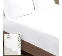 Premium Hotel Quality 1-Piece Cotton Fitted Sheet, Luxury Softest 600 Thread Count Egyptian Feel Sateen Weave Bottom Sheet, Deep Pocket up to 18 in, Queen Size, White