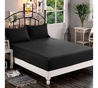 Premium Hotel Quality 1-Piece Fitted Sheet, Luxury & Softest 1500 Thread Count Egyptian Quality Bedding Fitted Sheet Deep Pocket up to 16 inch, Wrinkle and Fade Resistant, Full, Black