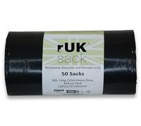 Premium household bin bags - 50 pack of premium 90 litre refuse sacks, made in the uk using recycled material recovered in the uk.