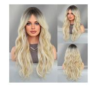 Premium Human Hair Wig, Fashion Long Curly Hair Milk Tea Brown Wig Female Eight-Figure Bangs Big Wave Chemical Fiber Full Head Set Brown Wig, Natural Look & Comfortable Wear(Milk tea Brown)