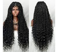 Premium Human Hair Wig, Ladies Braided Headdress Revolutionary Lace Wig, Natural Look & Comfortable Wear(Black)
