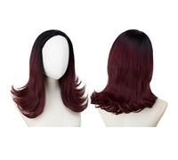 Premium Human Hair Wig, Short Curly Hair Band Wig for Women, Adjustable Drawstring Half-Head, Natural Look & Comfortable Wear(Burgundy)