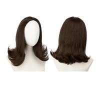 Premium Human Hair Wig, Short Curly Hair Band Wig for Women, Adjustable Drawstring Half-Head, Natural Look & Comfortable Wear(Medium brown)