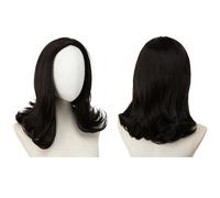 Premium Human Hair Wig, Short Curly Hair Band Wig for Women, Adjustable Drawstring Half-Head, Natural Look & Comfortable Wear(Blackish brown)