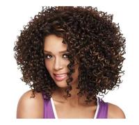 Premium Human Hair Wig, Synthetic Brown Black Afro Kinky Curly Wig Short Curly Wigs with Bangs for Black Women Cosplay Wigs, Natural Look & Comfortable Wear