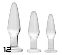 Dosha 3 Piece Glass Anal Butt Plug Kit Set incl. 3 Different Sizes