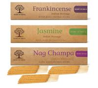 Premium Incense Sticks Set Nag Champa, Jasmine & Frankincense Agarbatti 20g Natural Hand-Rolled Agarbatti Long-Lasting Fragrance for Meditation, Yoga, Prayer & Home Fragrance Pack of 3