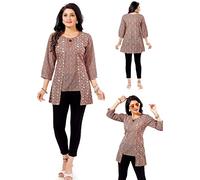 Premium Indian Kurtis for Women | Comfortable and Stylish Ethnic Apparel for All Events DKS26 Indians Embroridery Length 30 inches APX Cotton Blend Green Floral Any Ocassion Casual (Numeric_12) Green