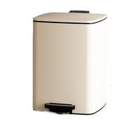 Premium Indoor, Hands-Free Square Trash Can, Thickened Step Trash Can with Inner Bucket and Soft-Close Lid for Kitchen, Bathroom, Living Room,for Home or Office Use,Cream White,7L