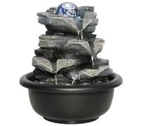 Premium Indoor Waterfall 7x6x6" Indoor Fountain with Rotating Light Up Ball on Top USB 4-Tier Tabletop Fountain Indoor Circulated Decorative Water Fountain for Living Room, Office, Home