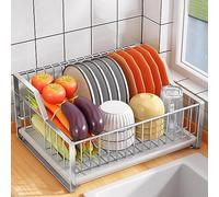 Premium inless Steel Dish Drying Rack with Removable Draining Tray - Space-Saving Kitchen Countertop Dish Drainer, Ideal for Modern Kitchens and Efficient Drying Soluts