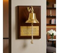 Premium Inspirational Wall Bell Plaque - Solid Brass Bell with Engraved Quote on Polish or Antique Wooden Base - Motivational Decorative Wall Art Gift for Home, Office (Antique Wooden, 6x6 Inches)