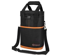 Premium Insulated 6 Bottle Wine Carrier Tote Bag | Wine Travel Bag with Shoulder Strap and Padded Protection | Wine Cooler Bag for Travel Picnic BYOB, Wine Gifts (Brown)