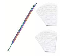 Premium Iridescent Double Ended Stainless Steel Cuticle Pusher, Exquisite Nail Dead Skin Remover Manicure Tool With 10 Pcs 100 Grit White Disposable Nail Sanding Pads For Professional Salon And Daily