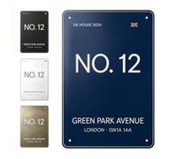 Premium Iron Metal House Number Plaque-Personalised Custom Address Sign,Weatherproof Rust Resistant Outdoor Wall Door Sign with Clear Lettering,Easy to Install UK House Sign