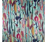 Premium Italian Velvet Velour Tropical Designs Super Soft Fabric Material Curtain Dress Upholstery | 60" - 150 cm Wide (Per Metre, Botanical Duck Egg)