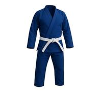 Premium Jiu Jitsu Gi - Lightweight 450 GSM Pearl-Weave BJJ Kimono, Durable Training & Competition Martial Arts Uniform, Mens BJJ Gi Set with Ripstop Pants & Free white belt (Blue, A2)
