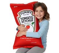 Premium Ketchup Pillow Plush - 20"x12" Tomato Décor Cute Gifts Cool Things for your Room Ketchup Bottle Stuffed Funny Plushies Palm Pals Food Giant Plush Food Cute Throw Pillows Adorable Room Décor