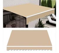 Premium Khaki 5.5x3m Waterproof Retractable Awning Fabric - Outdoor Polyester Canopy Cover for Garden, Patio & Courtyard Shade - Perfect Replacement with Front Valance