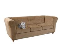 Premium Khaki Velvet Chesterfield Sofa Cover1/2/3 Piece Stretch Slipcovers Washable Furniture Protector for Curved Settee Fitted Couch Cover for Large Sofas