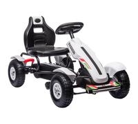 Premium Kids Pedal Go Kart - Adjustable Seat, Inflatable Tyres, Handbrake - Whit