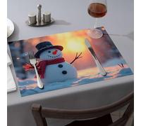 Premium Kitchen & Dining A Cheerful Snowman Stands In The Snow Dining Place Mats Silicone Mats For Kitchen Counter Strawberry Rug(1PCS)