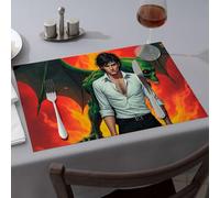 Premium Kitchen & Dining A Man in A White Shirt with A Green Demon Behind Him Dining Place Mats Golden Girls Gifts Premium Kitchen & Dining(6PCS)