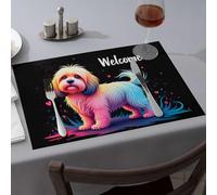 Premium Kitchen & Dining Welcome To The Colorful World Of Dogs Dining Place Mats Summer Table Runner Western Party Decorations(6PCS)