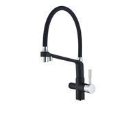 Premium Kitchen Faucet - 1pc Black & White Brass Filter Sprayer for Hot/Cold Water - Chrome Sink Diverter with Purification Container