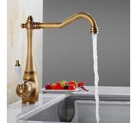 Premium Kitchen Mixer Tap - Double Handle Hot & Cold Faucet, Full Copper Swivel Design for Vegetable Sink & Dishwashing, Plated Finish for Modern Kitchens