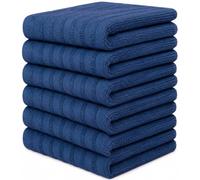 Premium Kitchen Towels (20”x 28”, 6 Pack) | Large Solid Cotton Hand Towels | 400 GSM | Highly Absorbent Dish Cloths with Hanging Loop | Blue