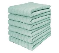 Premium Kitchen Towels (20”x 28”, 6 Pack) | Large Solid Cotton Hand Towels | 400 GSM | Highly Absorbent Dish Cloths with Hanging Loop | Aqua