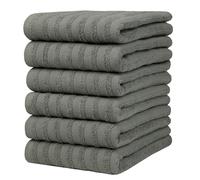 Premium Kitchen Towels, Solid Hand Towels (20”x 28”, 6 Pack) Highly Absorbent with Hanging Loop Anthracite