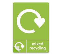PREMIUM LAMINATED Mixed Recycling WRAP Recycling Signs - A4 210 x 297mm - Recycle Now Signs - Self Adhesive Vinyl Sticker