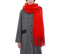 (Premium) Large Chunky Scarf Colorful Cashmere Feel Oversized Scarves Blanket Soft Big Wool Shawl Thick Winter Warm Women, Red, Large